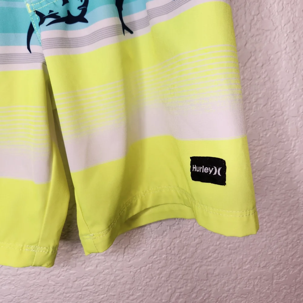 Hurley Boy's 7 8 Way Stretch UPF+50 Drawstring Waist Swim Short Shark Print